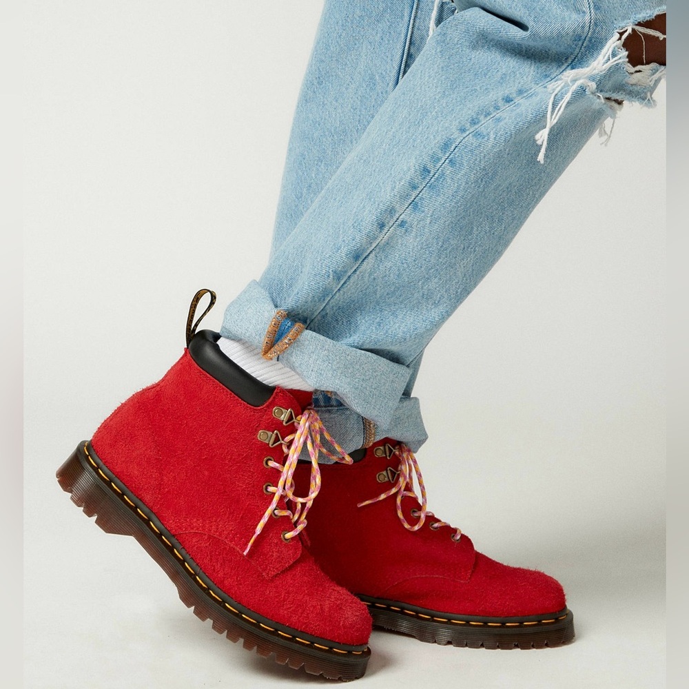 Dr.Martens Women’s 939 Ben Suede Red Padded Collar Lace Up Boots New